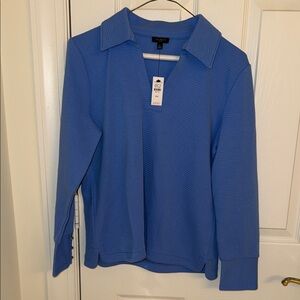 Talbots Vibrant Blue Ribbed Long Sleeve Top